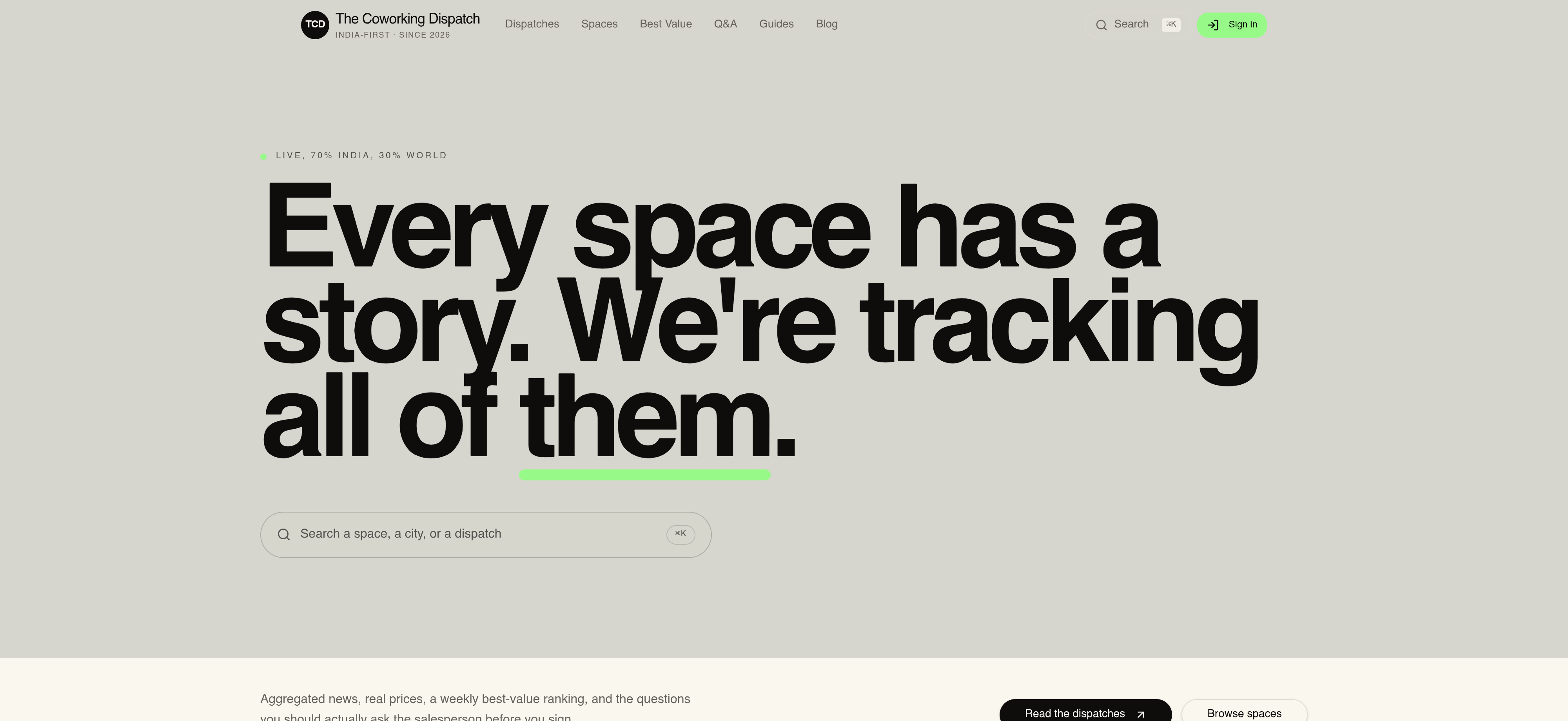 Coworking Dispatch website designed and built by Rivverr